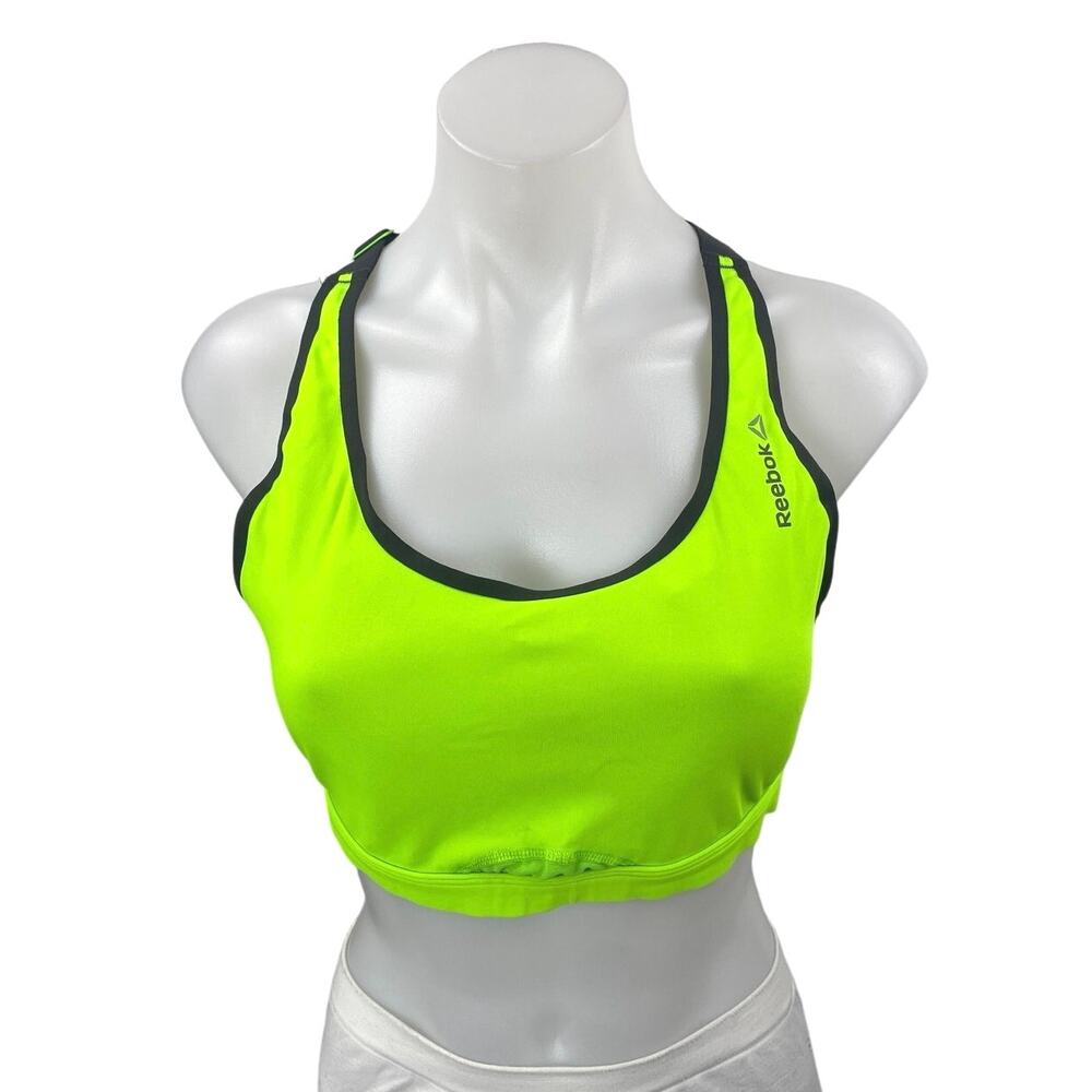 Reebok Neon Green Sleeveless Racerback Activewear Gym Sports Bra Crop Tank Top M